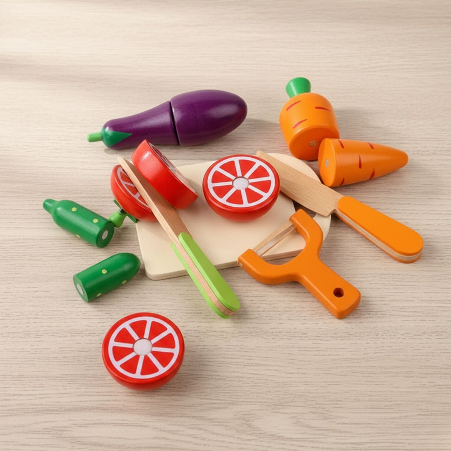 Wooden Montessori Toys - Fruits and Vegetables Set (8pcs)