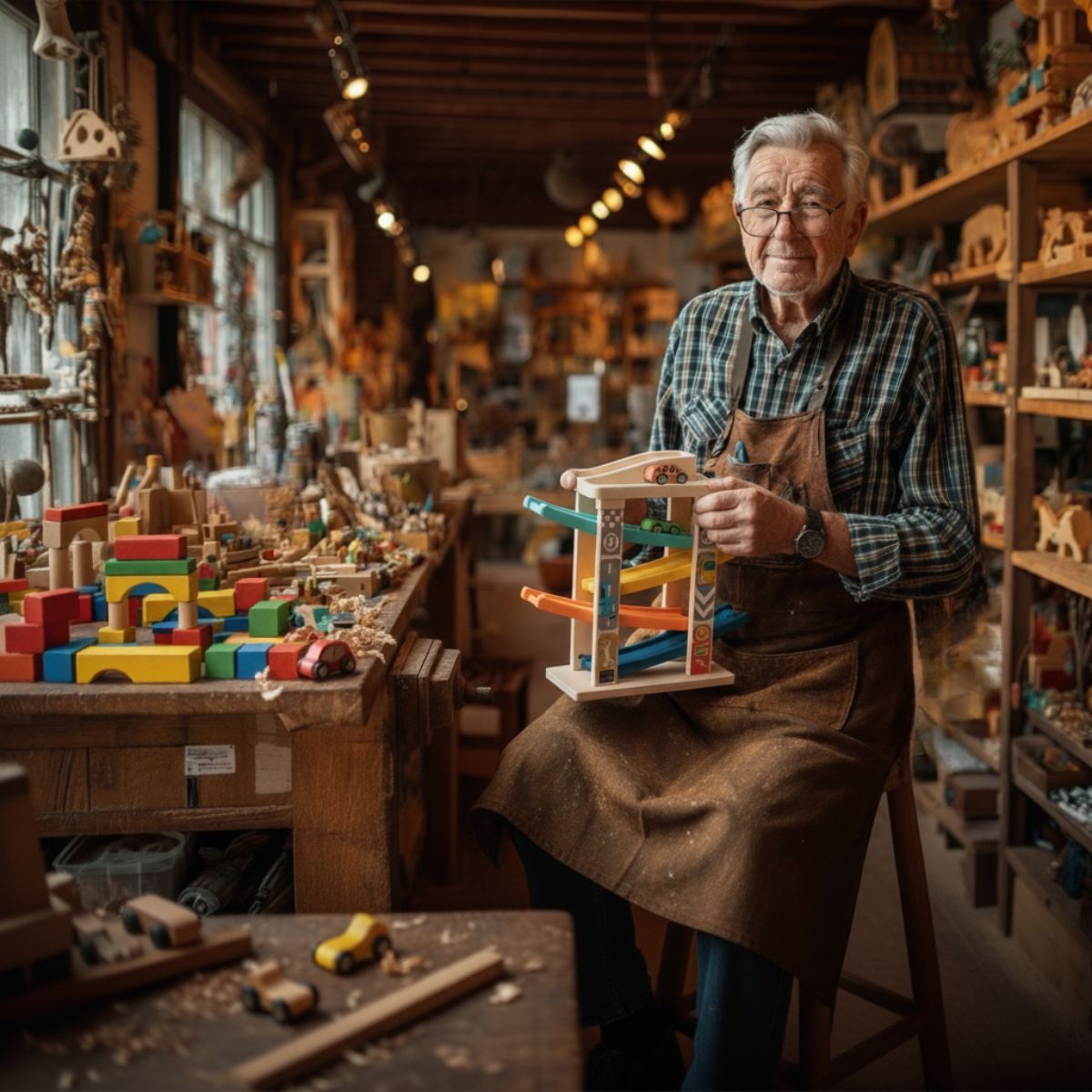 Wooden Car Race Track Ramp for Kids – Racing Toy Ramp with Cars