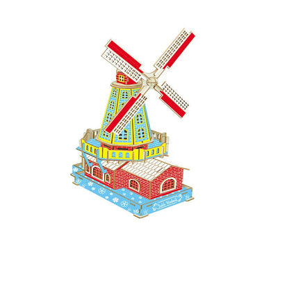Wooden Montessori Toys – 3D Puzzle Windmill Adventure