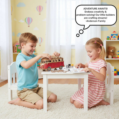 Wooden Montessori Toys – 3D Puzzle Red Camper Adventure