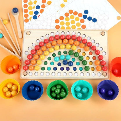 Wooden Beads - Montessori Wooden Toy - Learn Colors and Cognitive Functions