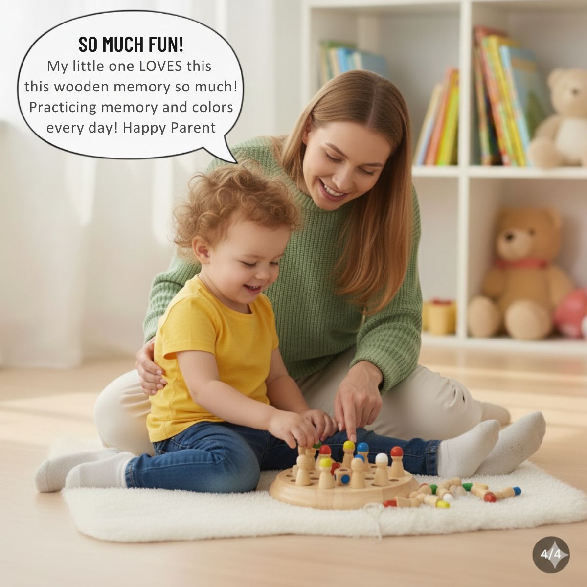 Wooden Chess Set Toddlers - Montessori Memory Game