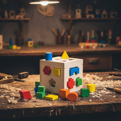 Montessori Shape Sorting Cube – Wooden Educational Toy for Toddlers & Kids