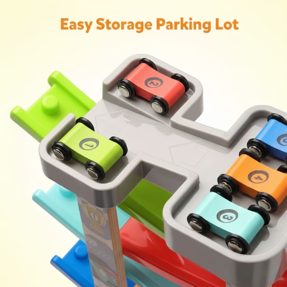 Wooden Car Race Track Ramp for Kids – Racing Toy Ramp with Cars