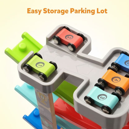 Wooden Car Race Track Ramp for Kids – Racing Toy Ramp with Cars