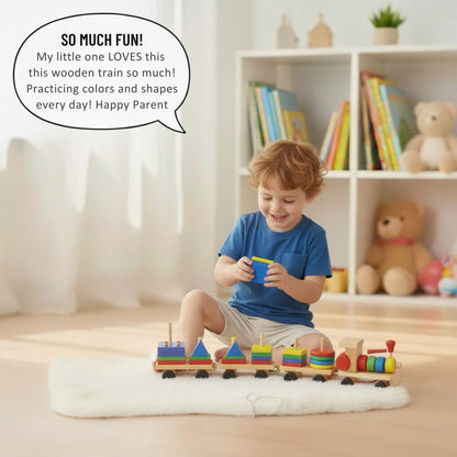 Wooden Train - Montessori Shape Train