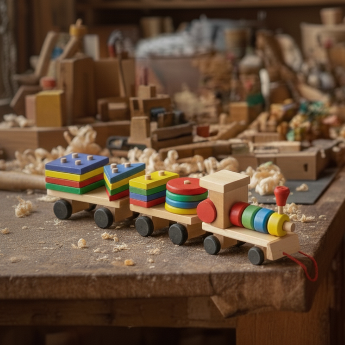 Wooden Train - Montessori Shape Train