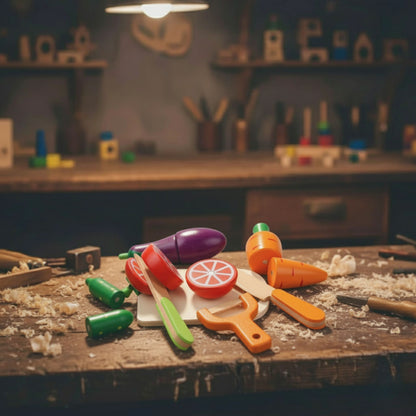 Wooden Montessori Toys -  Fruits and Vegetables Set (8pcs)